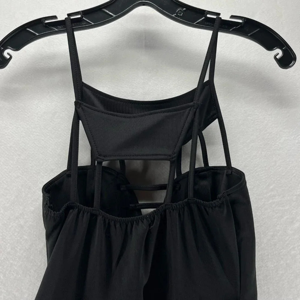 REVERSE Dress Sz Small Size A-Line Skater Mini Cage Strap Studded Stretch Black - Picture 4 of 13